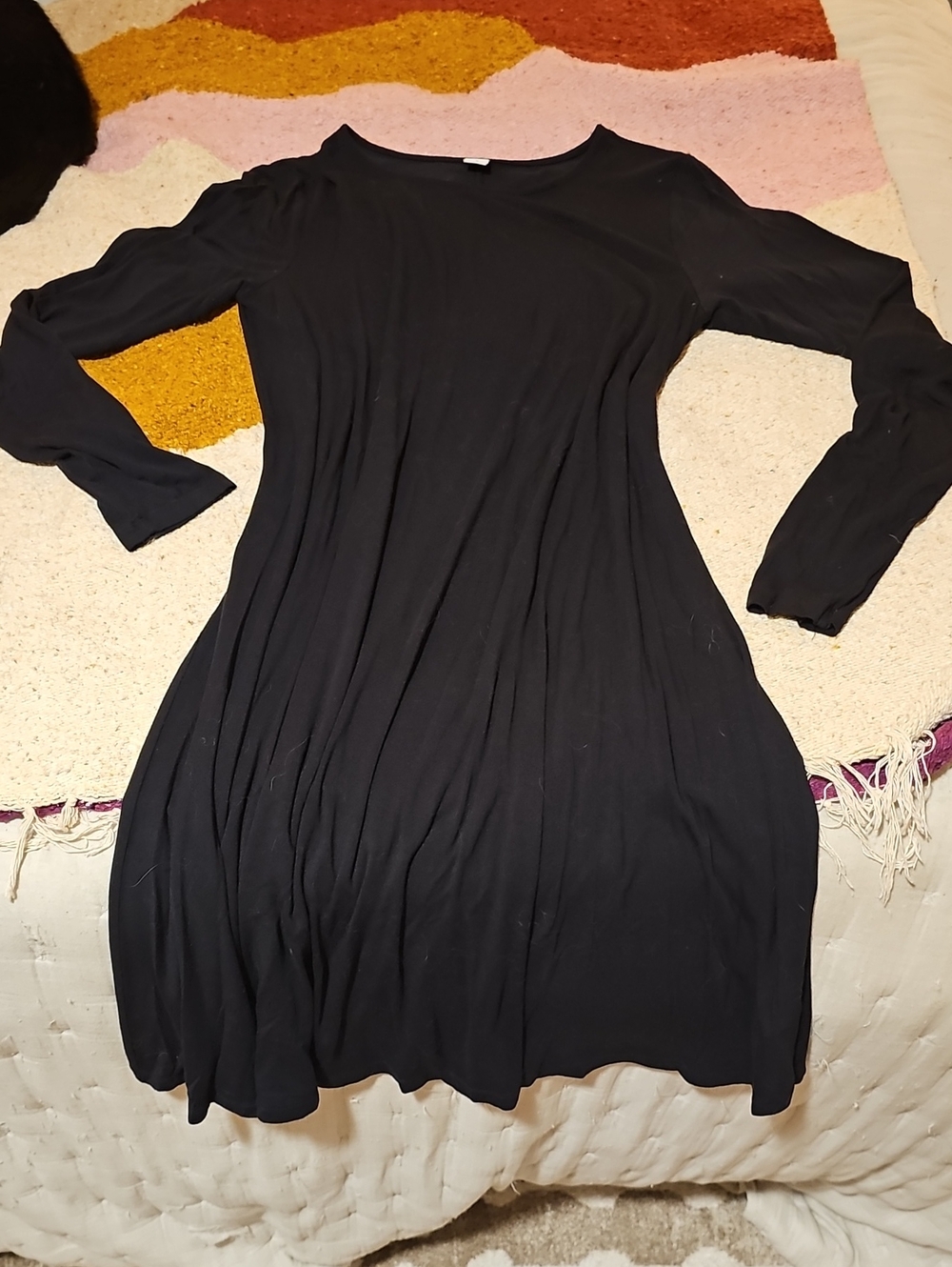 Old Navy Black Long-Sleeve Swing Dress